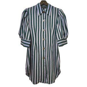 Zara - Women's Puff Sleeve Stripe Button-down Shirt (NWT), Size L